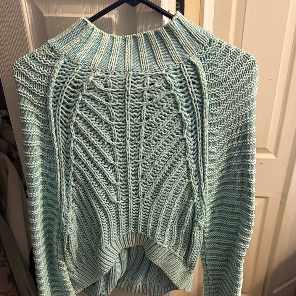 Free People Light Blue Cable Knit Sweater